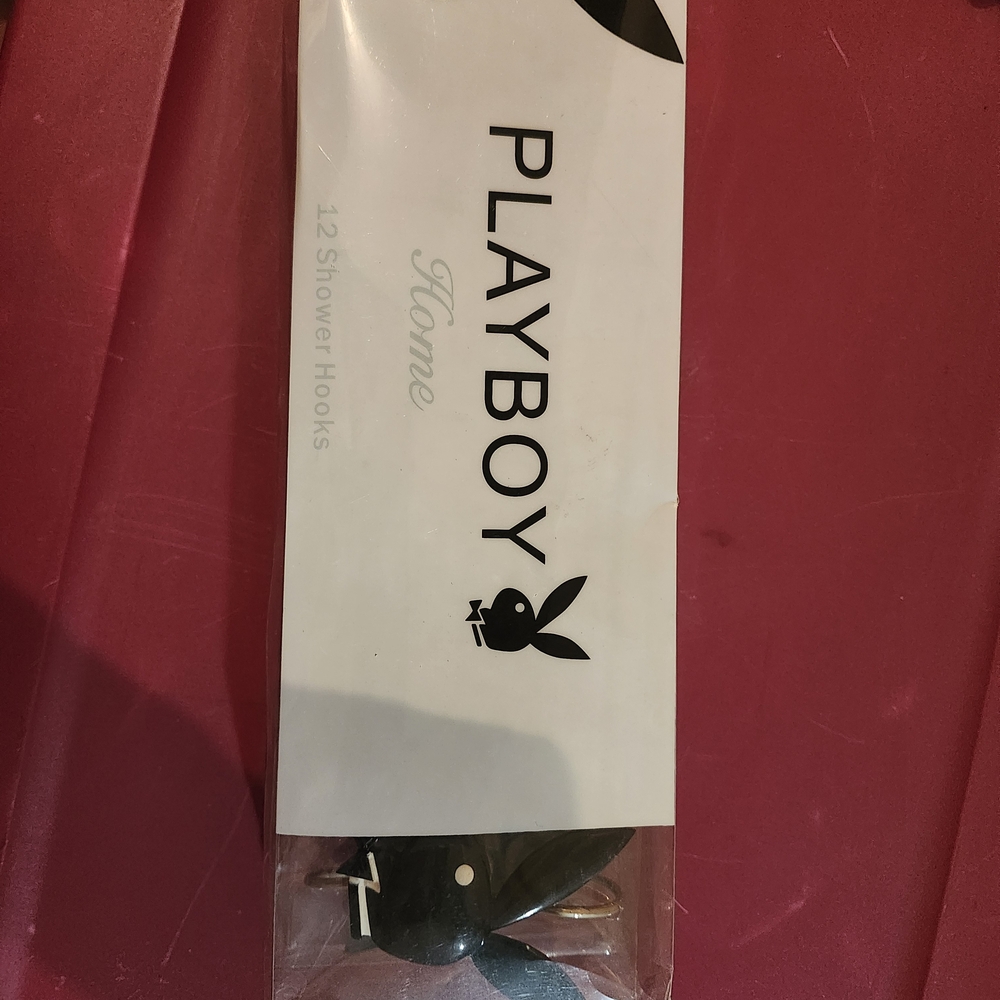 PLAYBOY Home Black Bunny Shower Hooks - Set of 12